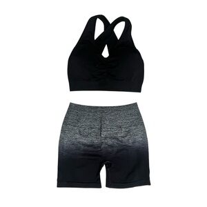 Yeoreo Black Gray Sport Bra Short Athletic Set Size S